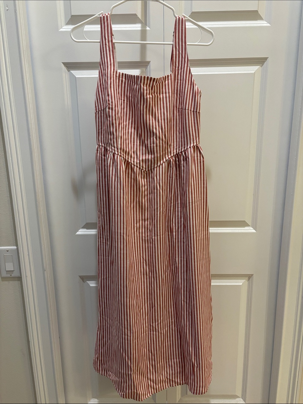 Striped Sleeveless Midi Dress in Red and White